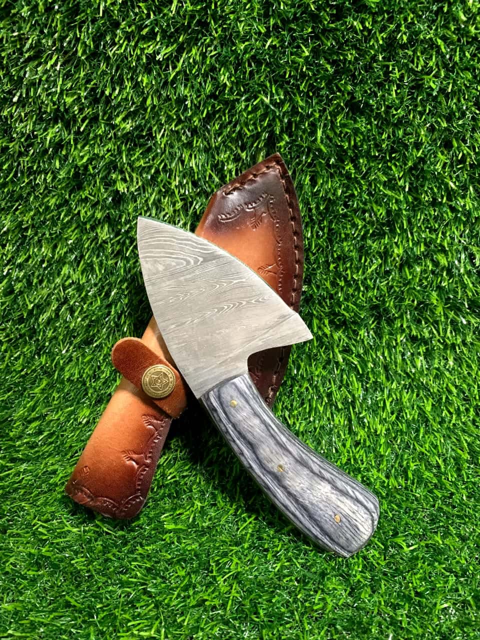 Premium Handmade Damascus Steel Skinner Knife with Wooden Handle