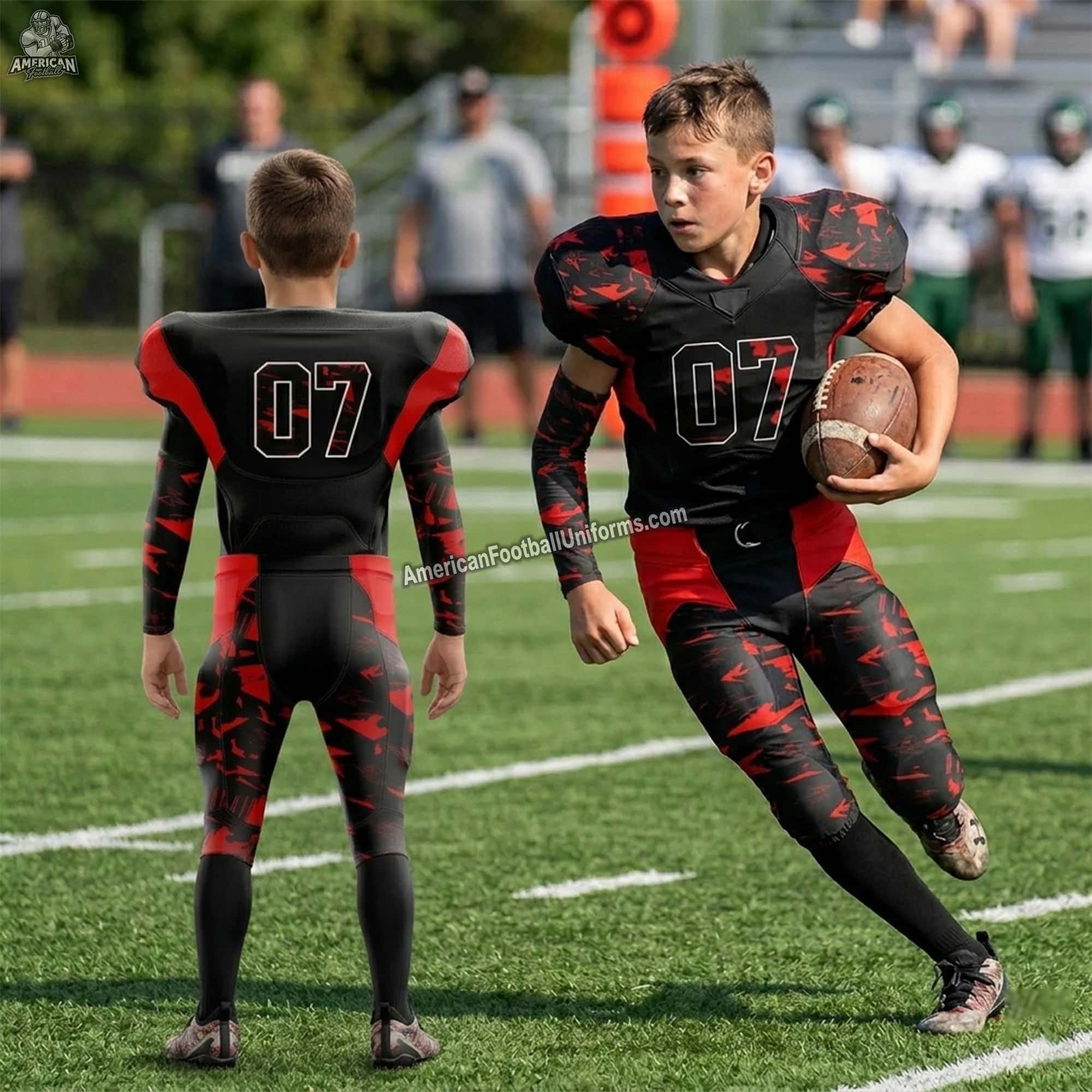 Custom American Football Uniform in Red Black Combination (Adult & Youth)