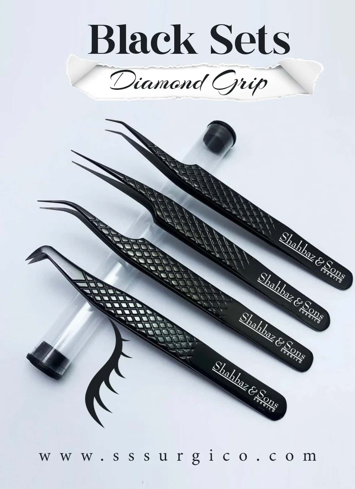 Precision Stainless Steel Eyelash Tweezers