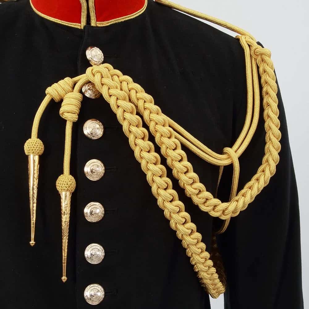 Gold Aiguillette Braided Shoulder Cord with Metal Tips for Marching Band & Ceremonial Uniforms