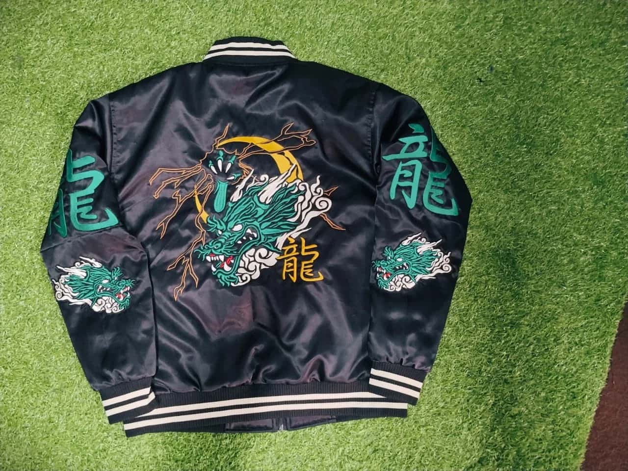 Bomber jacket with dragon embroidery