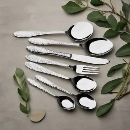 Modern Stainless Steel Cutlery Set – Spoons, Forks, Knives & Chopsticks | Multiple Finishes with Optional Stand
