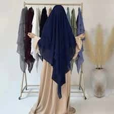 SAJDAH Layered Khimar – Flowing Full Coverage Modest Hijab with Pointed Hem | 11 Solid Colors