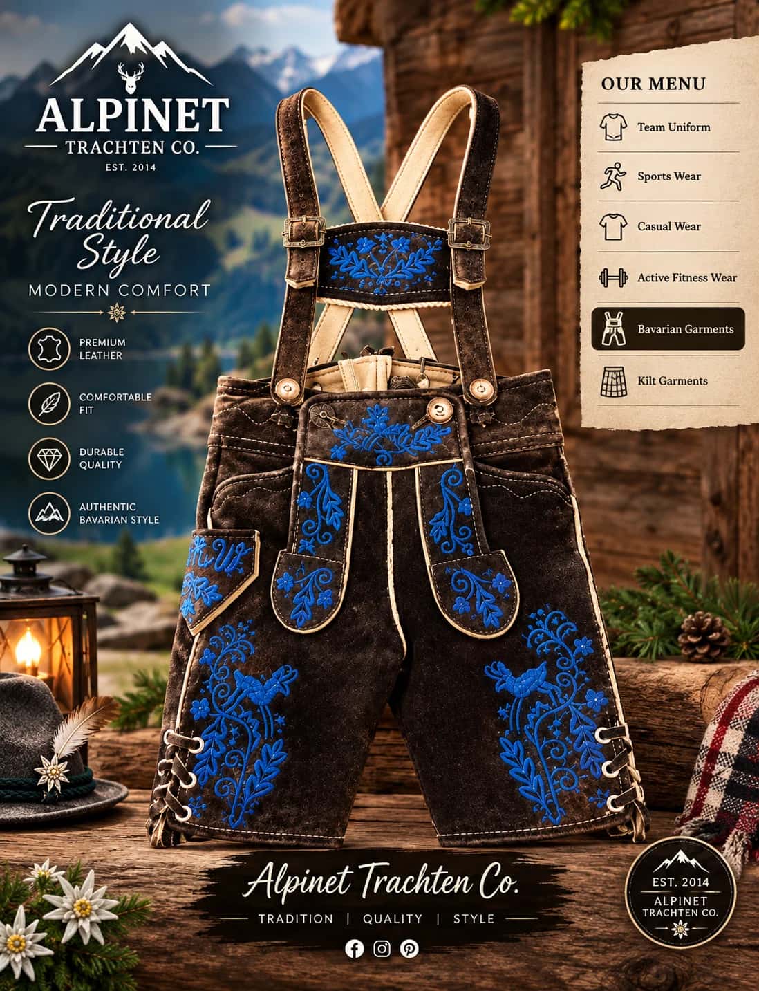 Lederhosen with Bavarian embroidery