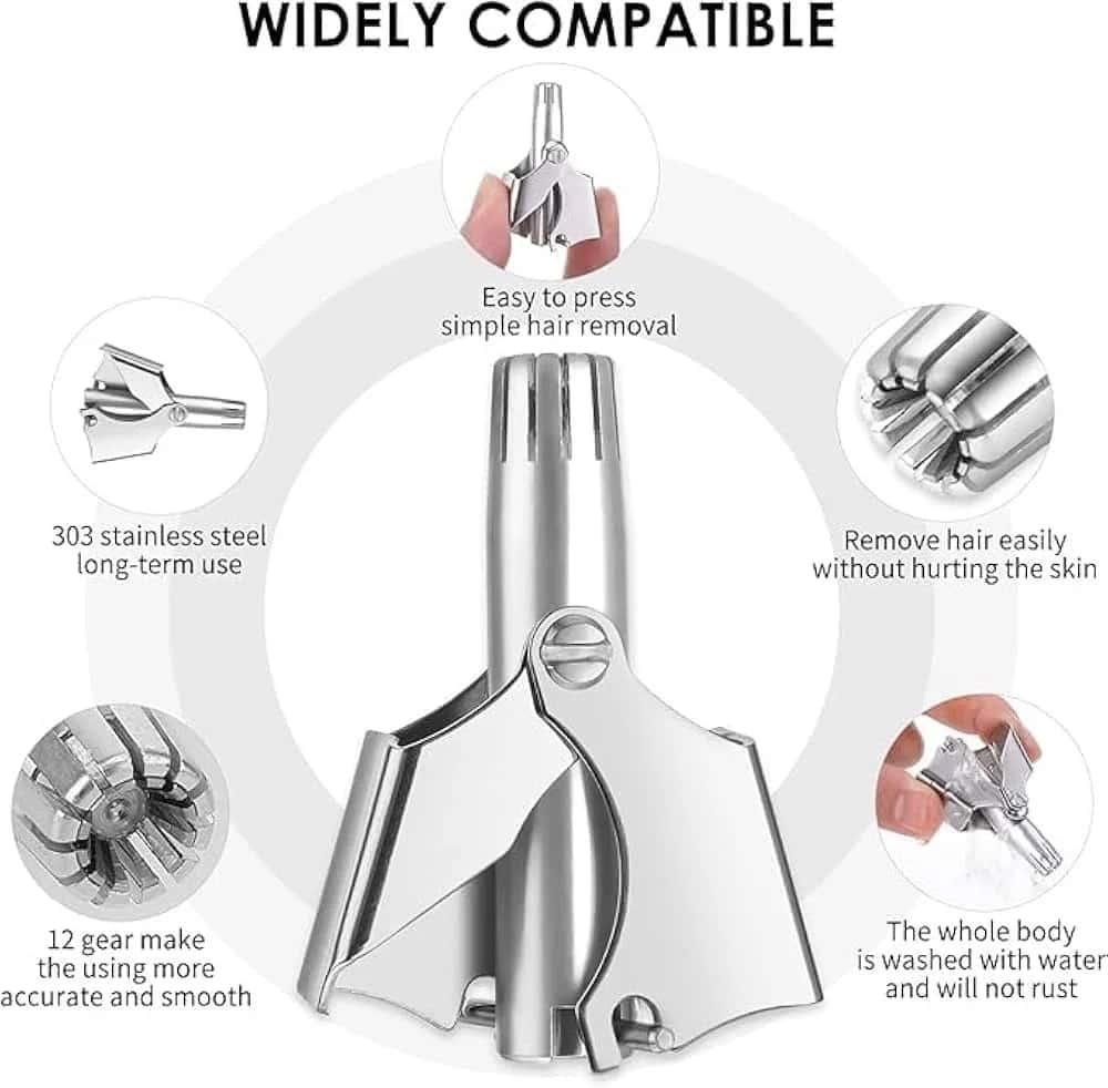Mini Portable Stainless Steel Nose Hair Trimmer – Manual Rotary Grooming Tool for Men & Women
