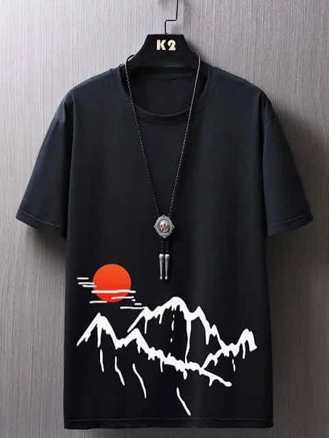 Classic T-Shirts by Baramdat Solution – Plain, Mountain Graphic & Hooded Streetwear Short-Sleeve Styles