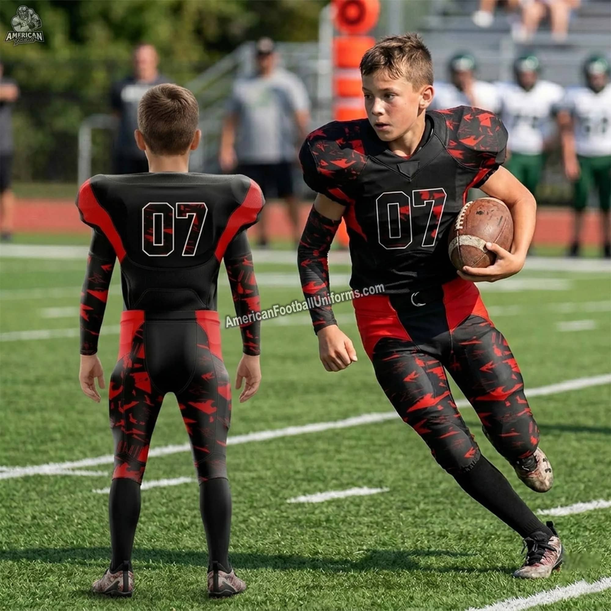 Custom American Football Uniform in Red Black Combination (Adult & Youth)