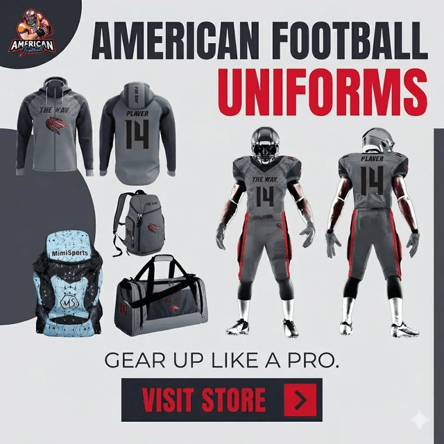 American football uniforms and gear