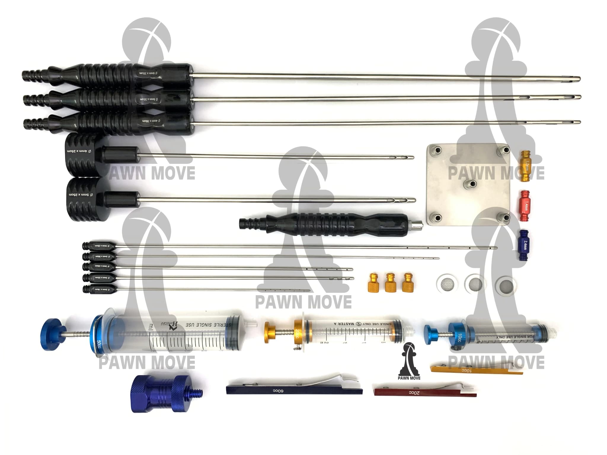 28-Piece Liposuction Cannulas Set with Syringe Stand