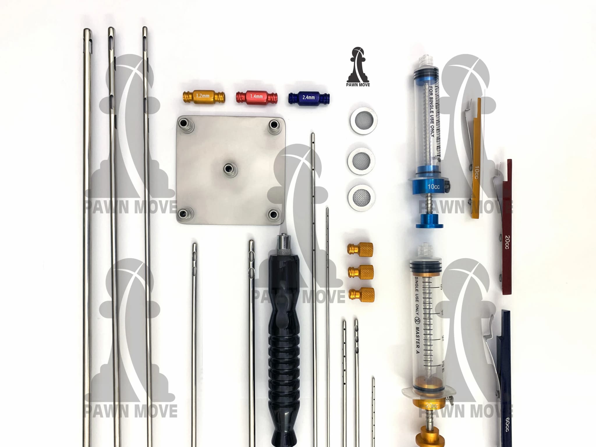 28-Piece Liposuction Cannulas Set with Syringe Stand
