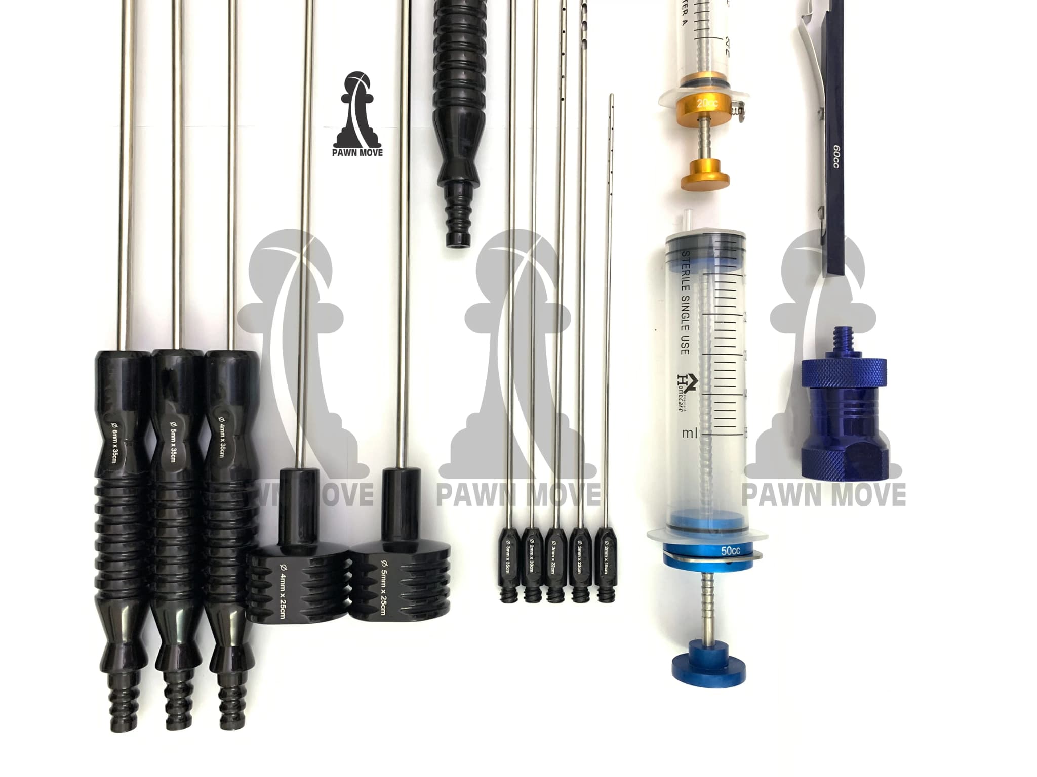 28-Piece Liposuction Cannulas Set with Syringe Stand