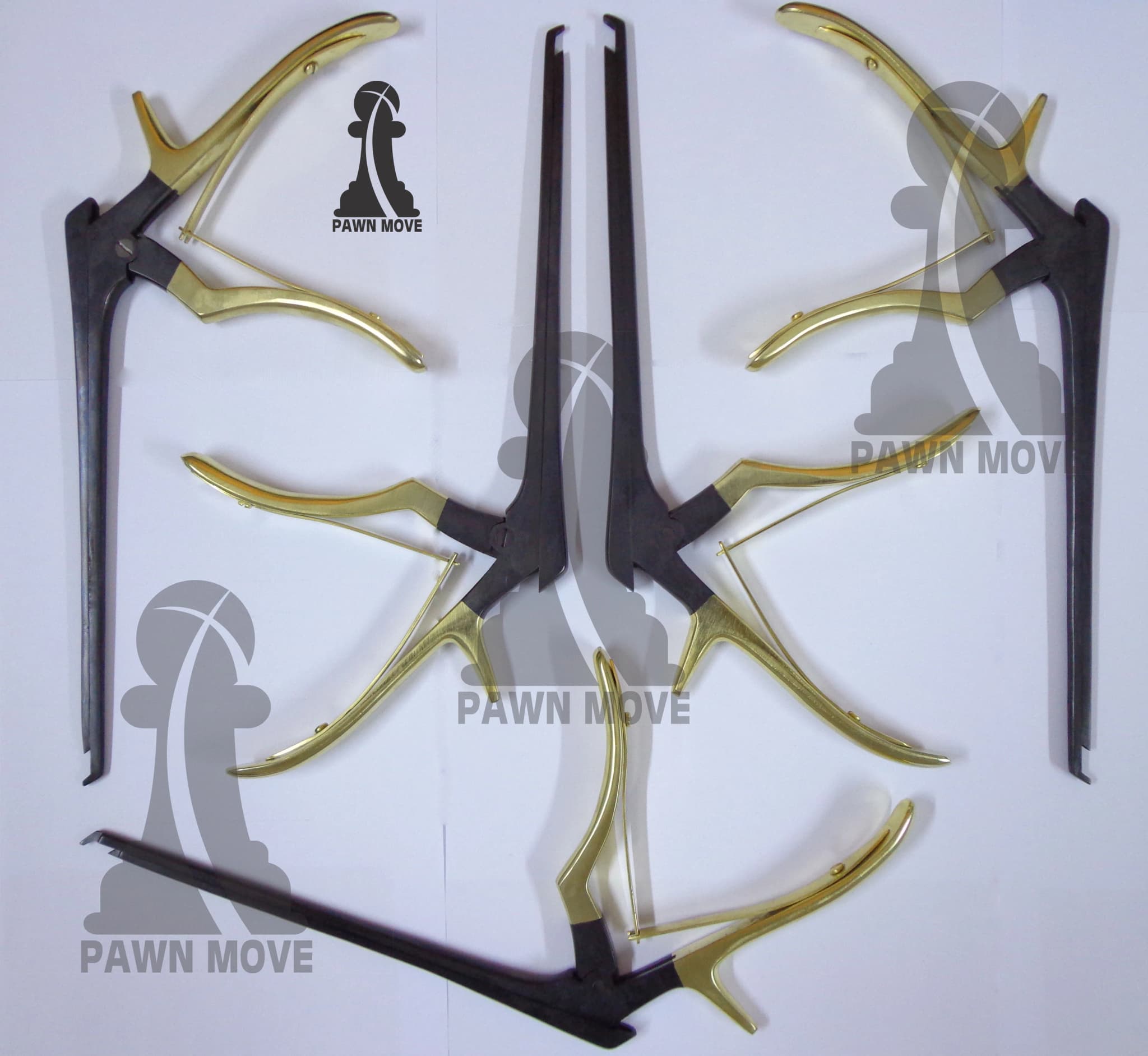 Kerrison Rongeur Set 7″ – 5 Pcs Black, Gold & Satin Finish 40° Up-Bite Cervical - thumbnail 3