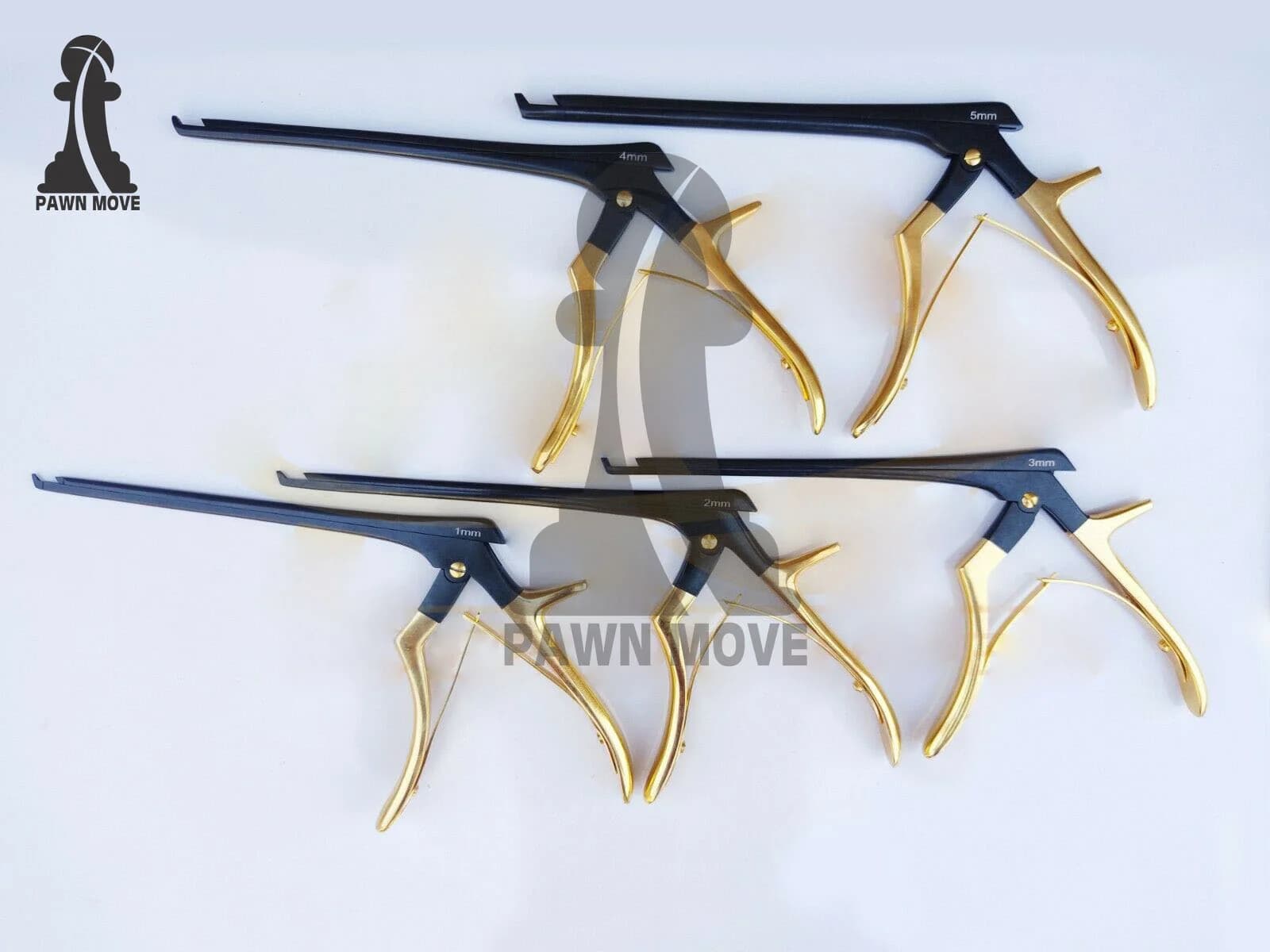 Kerrison Rongeur Set 7″ – 5 Pcs Black, Gold & Satin Finish 40° Up-Bite Cervical - thumbnail 4