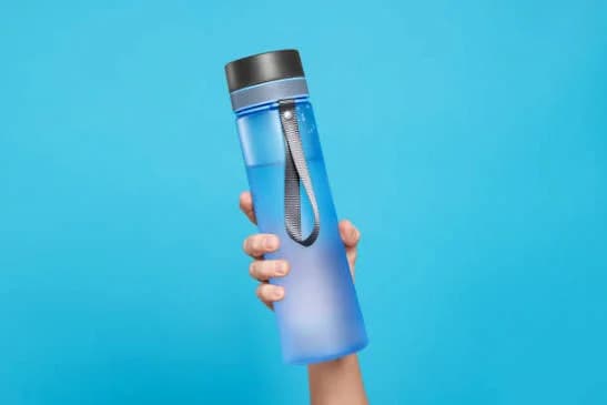 Portable Sports Water Bottle with Flip-Top Lid, Carabiner Clip, Strap and Fruit Infuser - thumbnail 2