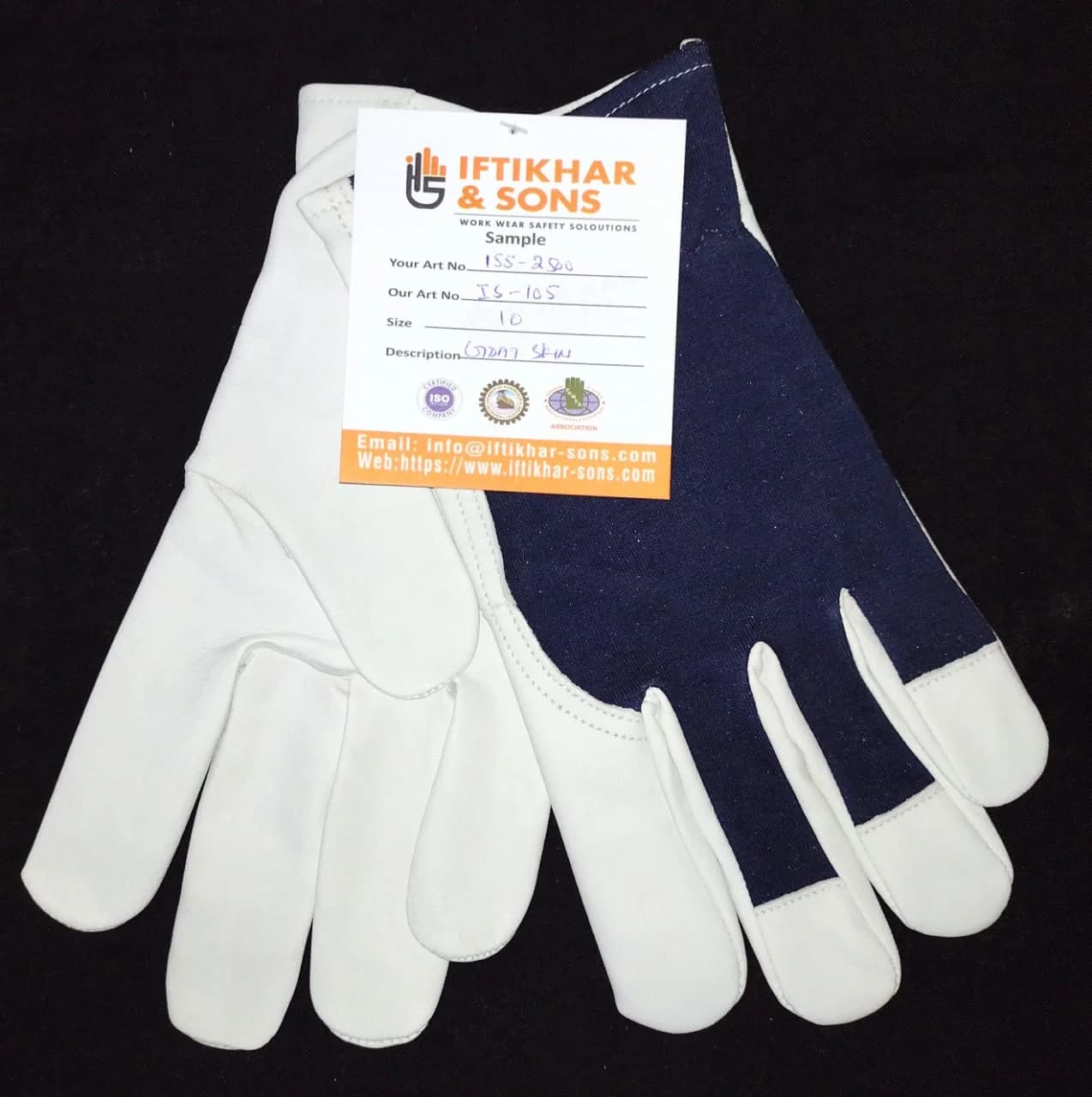 Work wear safety glove sample size 10