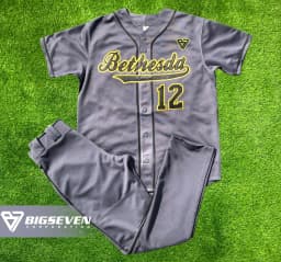 BIGSEVEN CORPORATION Baseball Uniform Set – Button-Front Jersey & Matching Pants with Team Lettering, Player Numbers & Contrast Piping