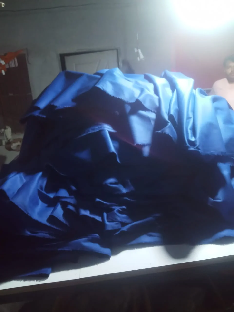 Blue fabric pieces