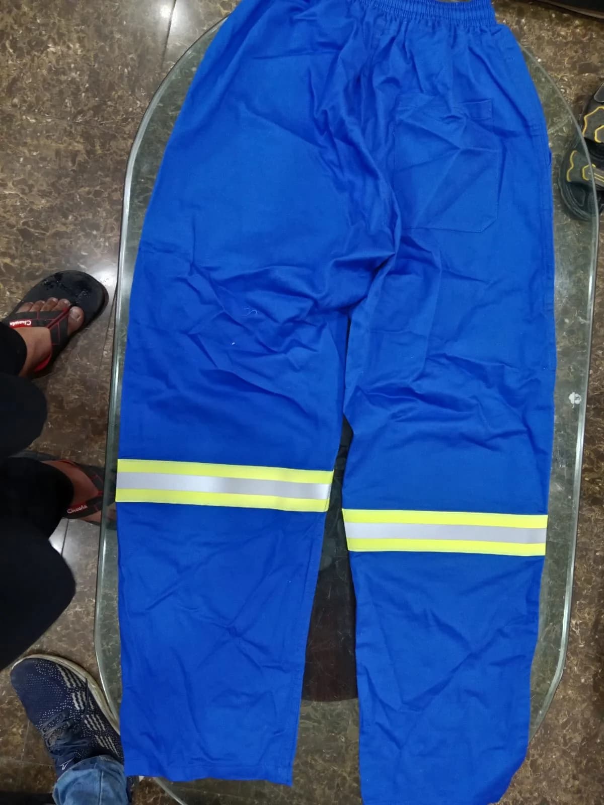 Blue reflective work trousers