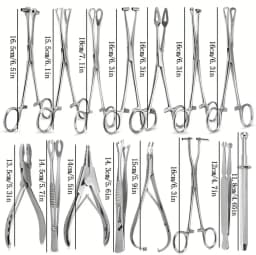 Ametrine Surgical Body Piercing Tool Set – Assorted Clamps, Forceps, Pliers & Tweezers for Ear, Nose, Lip & Navel