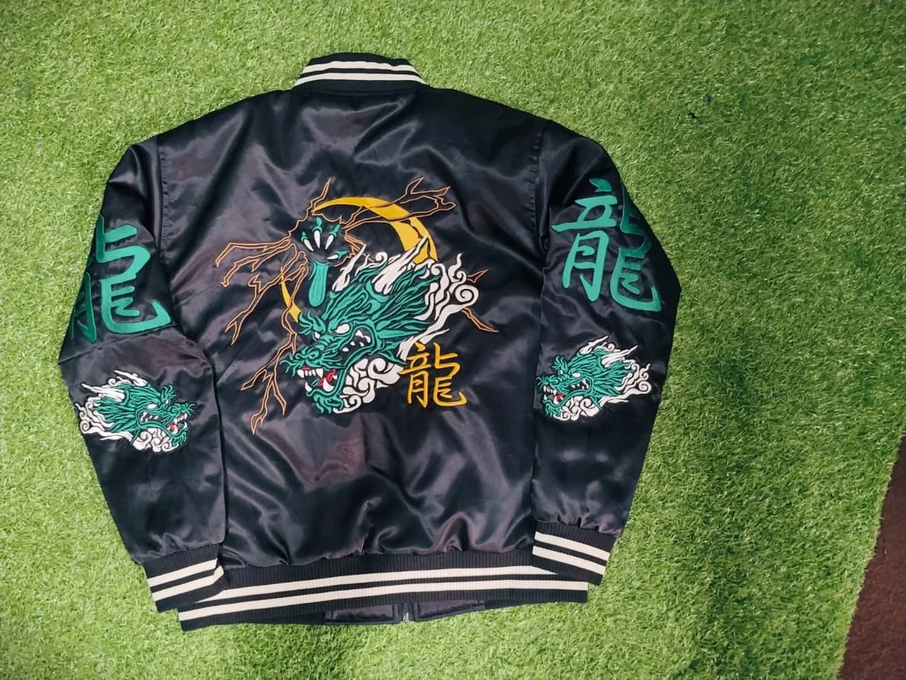 Bomber jacket with dragon embroidery