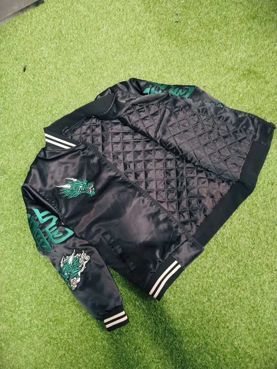 Bomber jacket with quilted lining