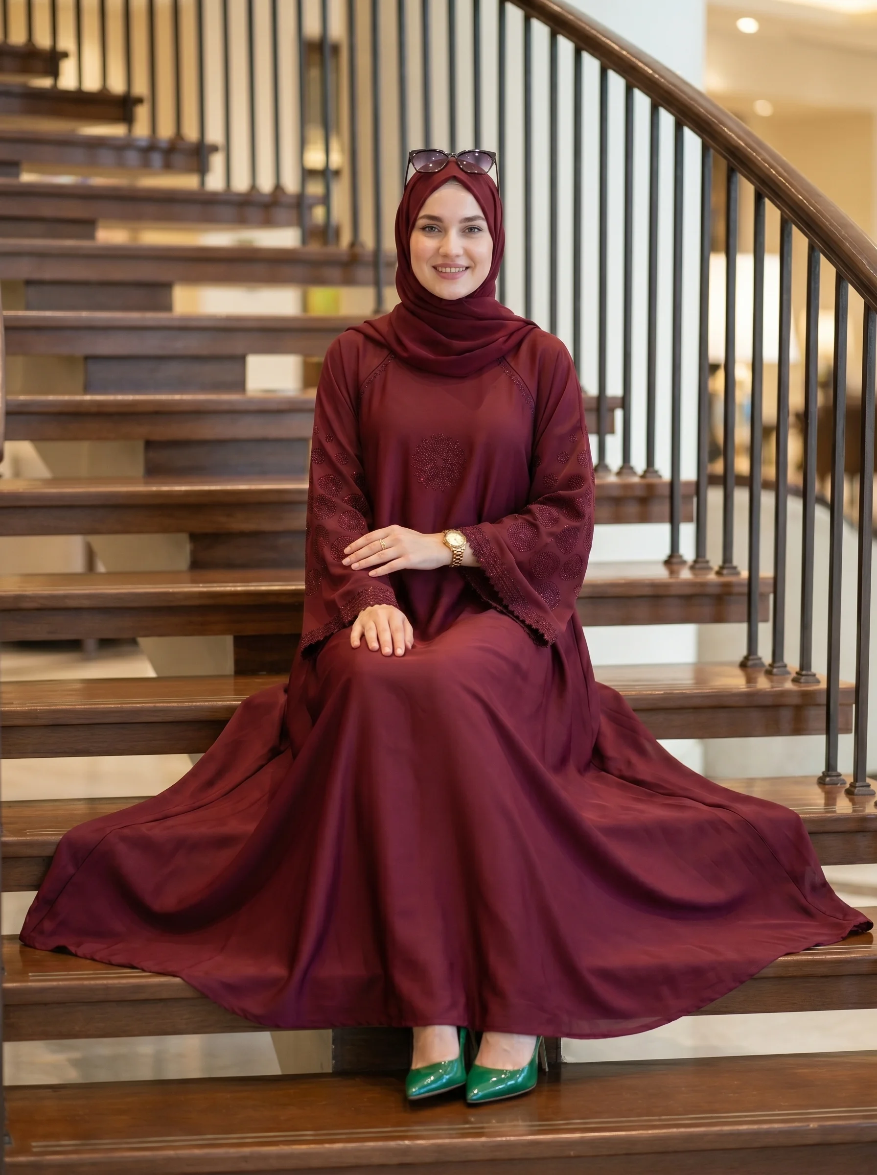 Burgundy abaya