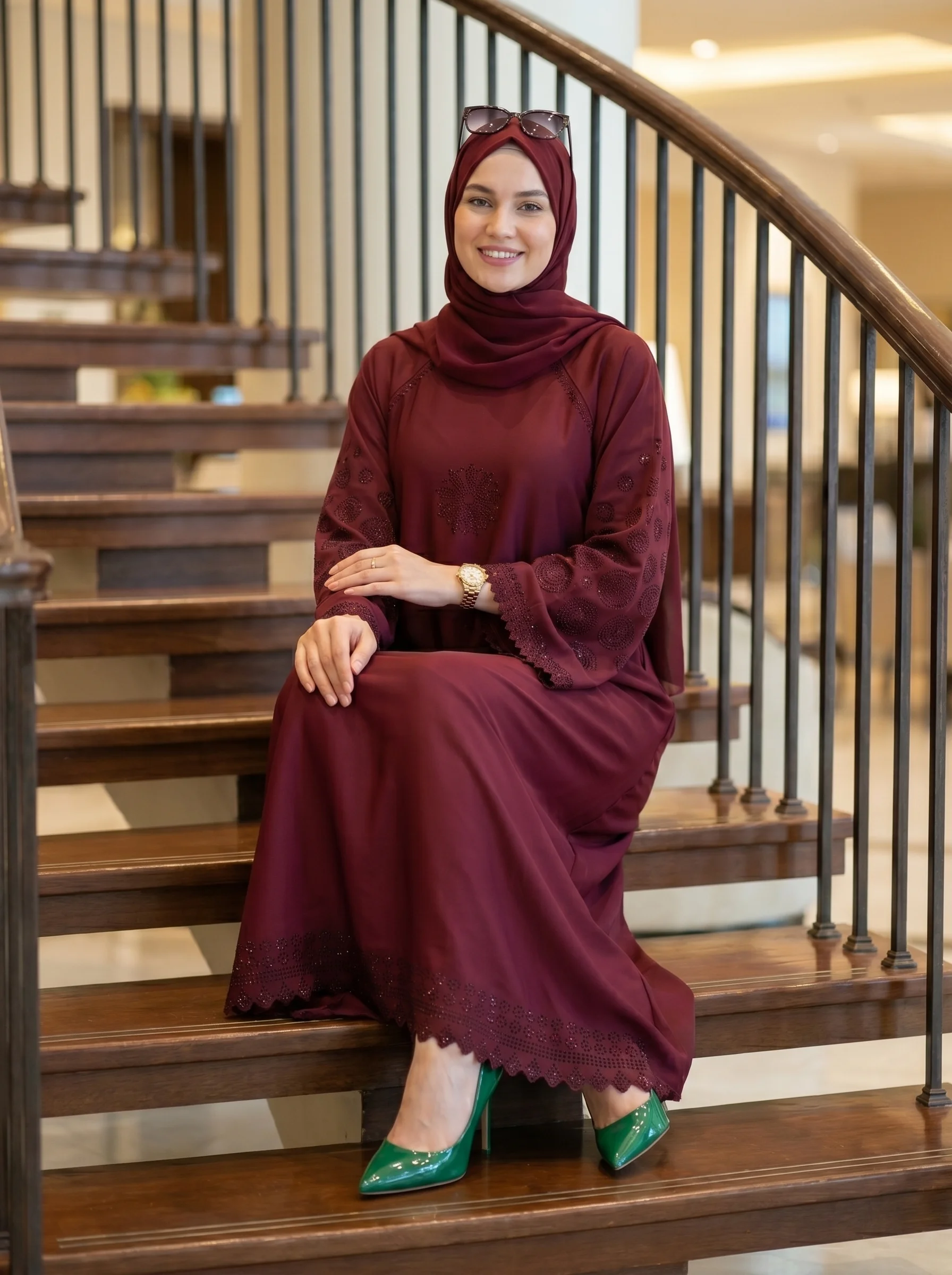 Burgundy abaya