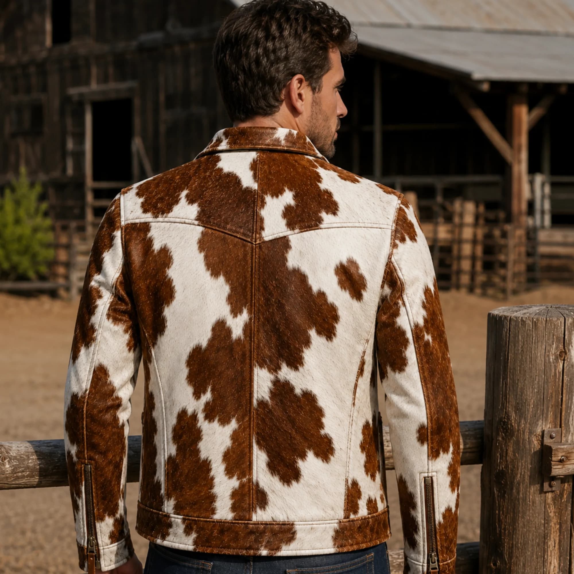 Cowhide leather jacket back