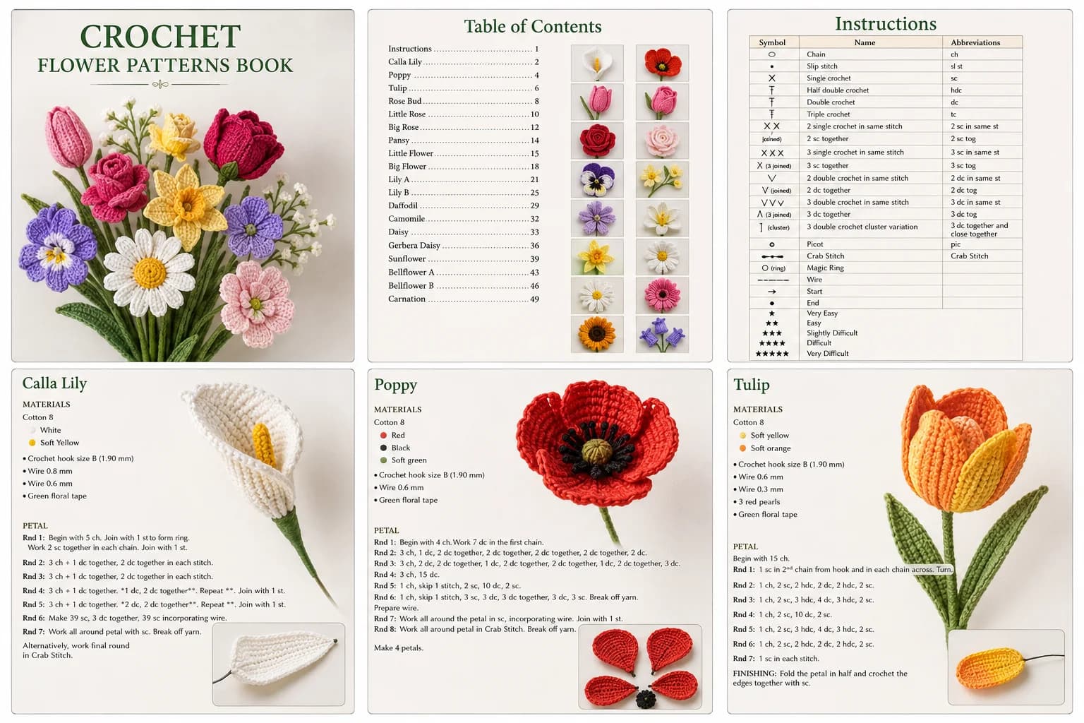 Crochet flower patterns book