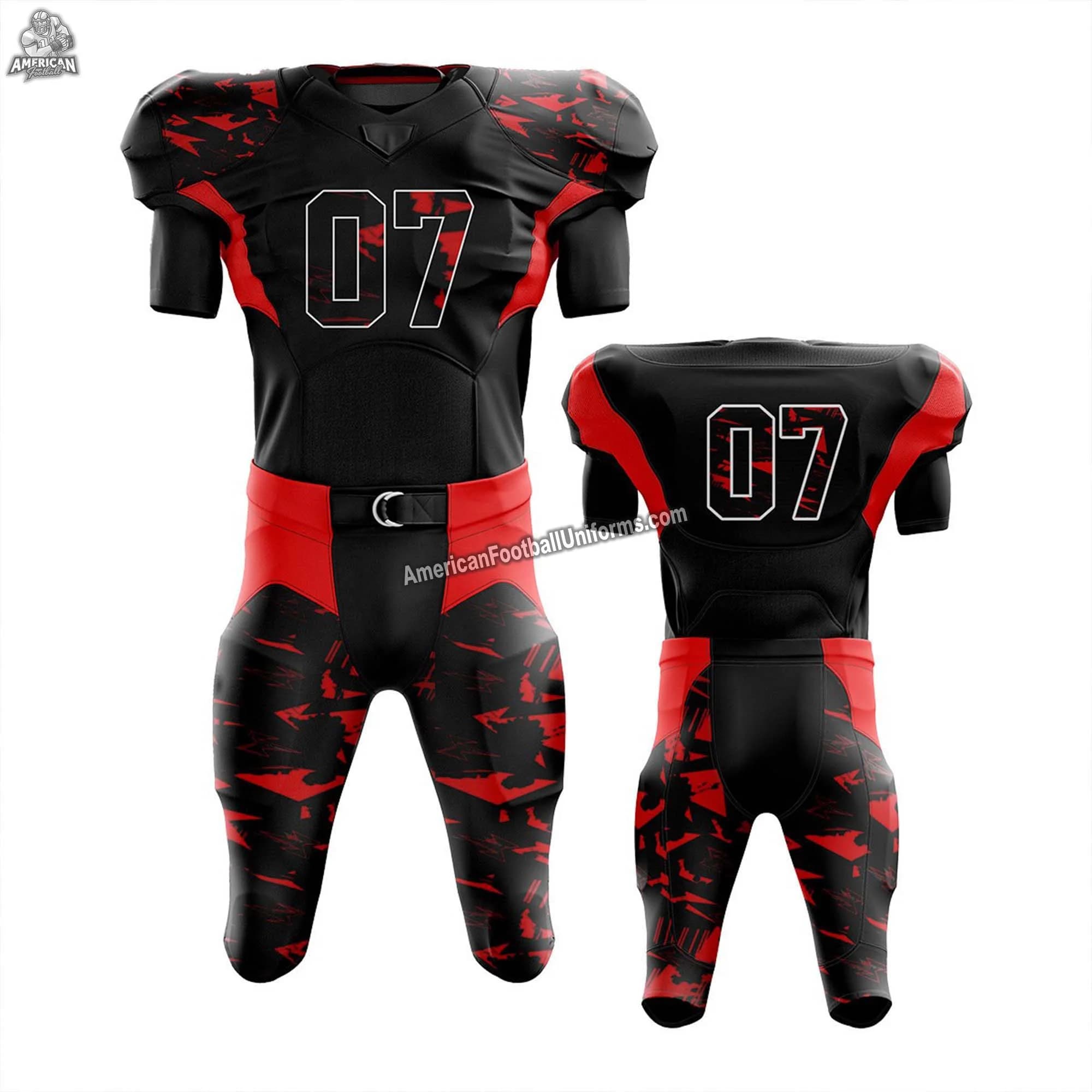 Custom American Football Uniform in Red Black Combination (Adult & Youth)