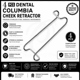 4-Piece Columbia Cheek Retractor Set – Medical-Grade Stainless Steel, Autoclavable & Reusable