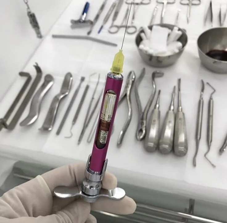 Dental-style syringe and instruments