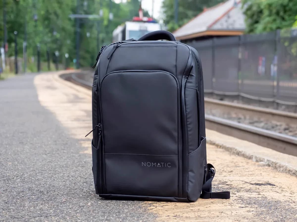 Backpack with NOMATIC branding