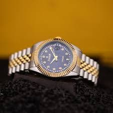 Skeleton Dial Analog Watch with Rotating Bezel and Metal Bracelet