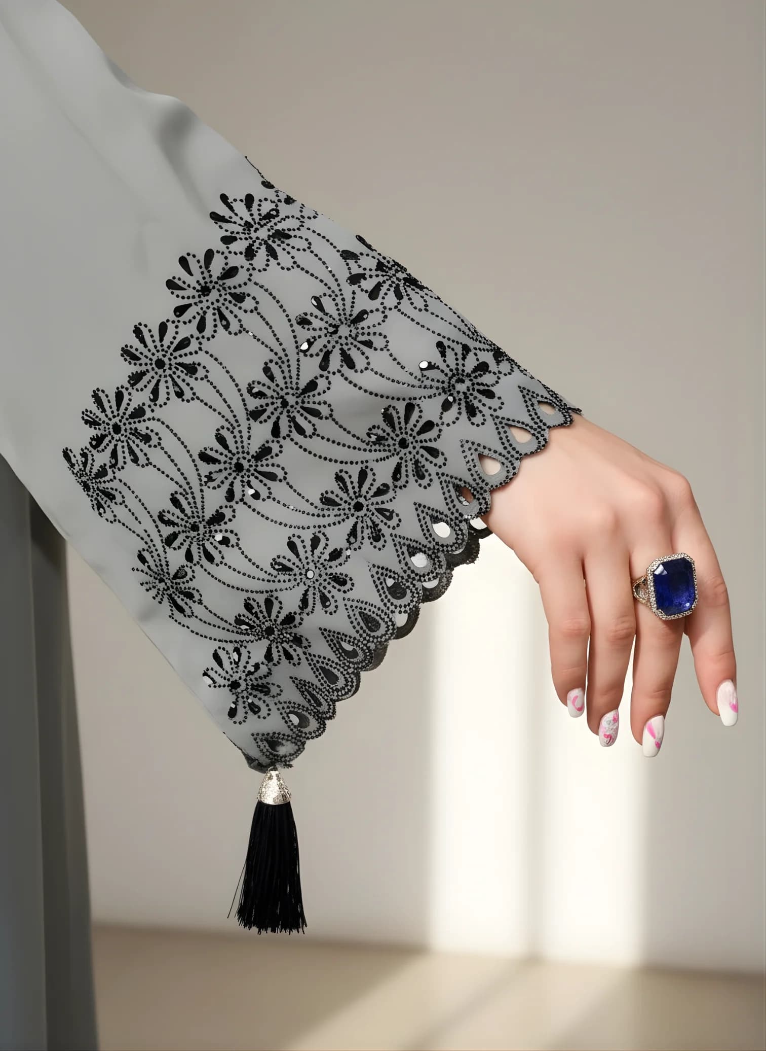 Grey abaya sleeve