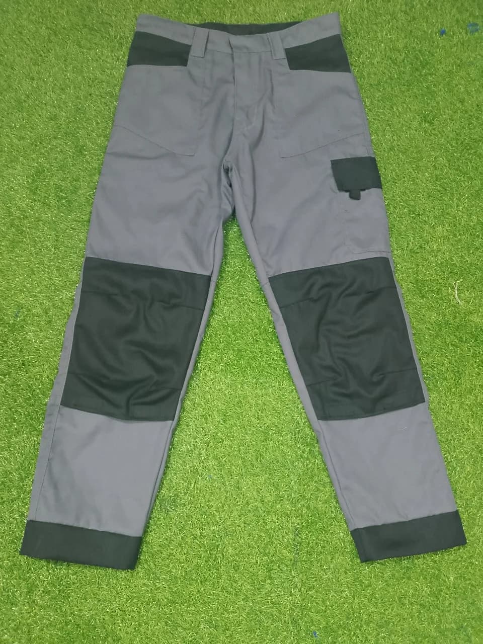 Grey work trousers