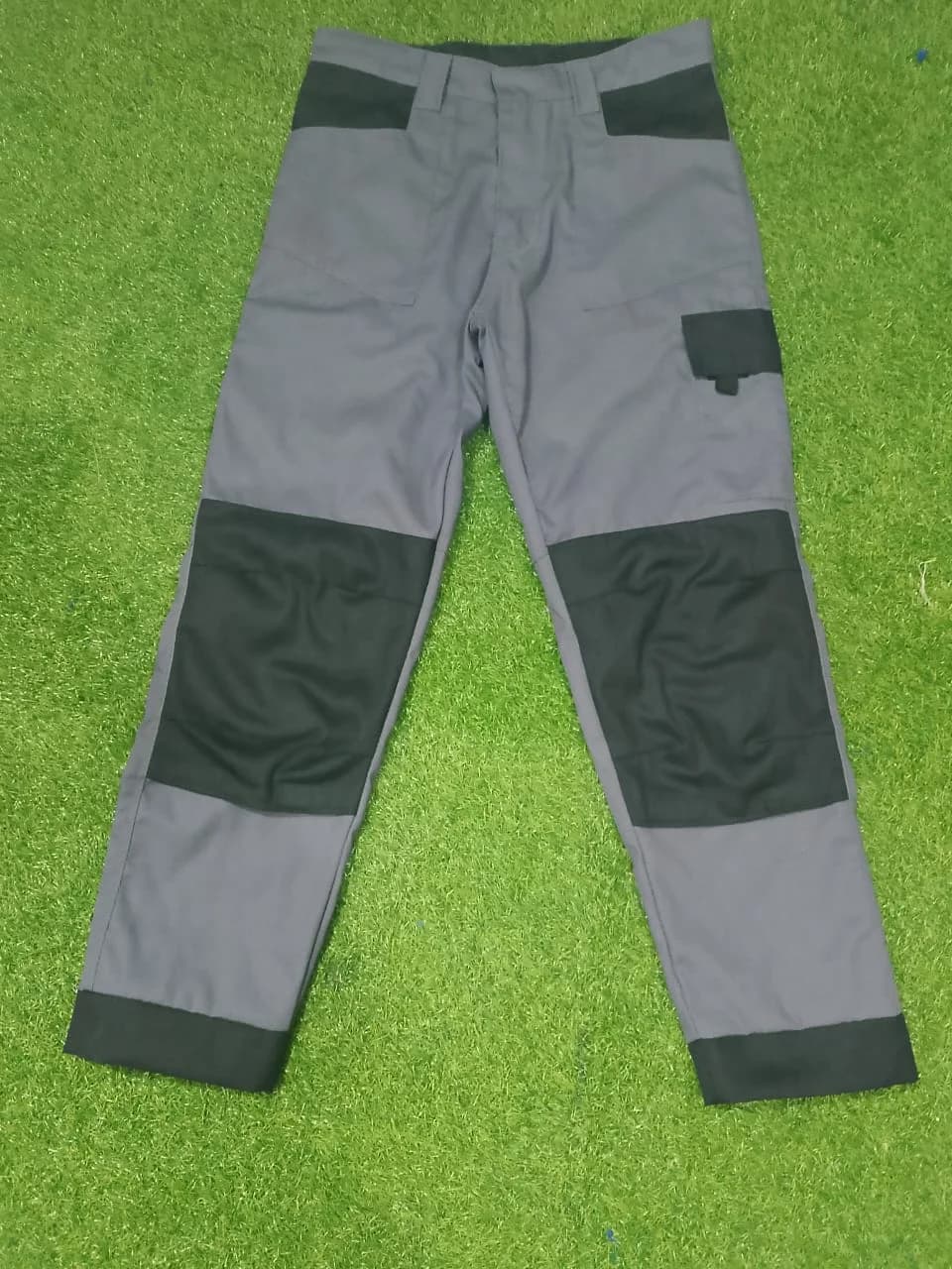 Grey work trousers