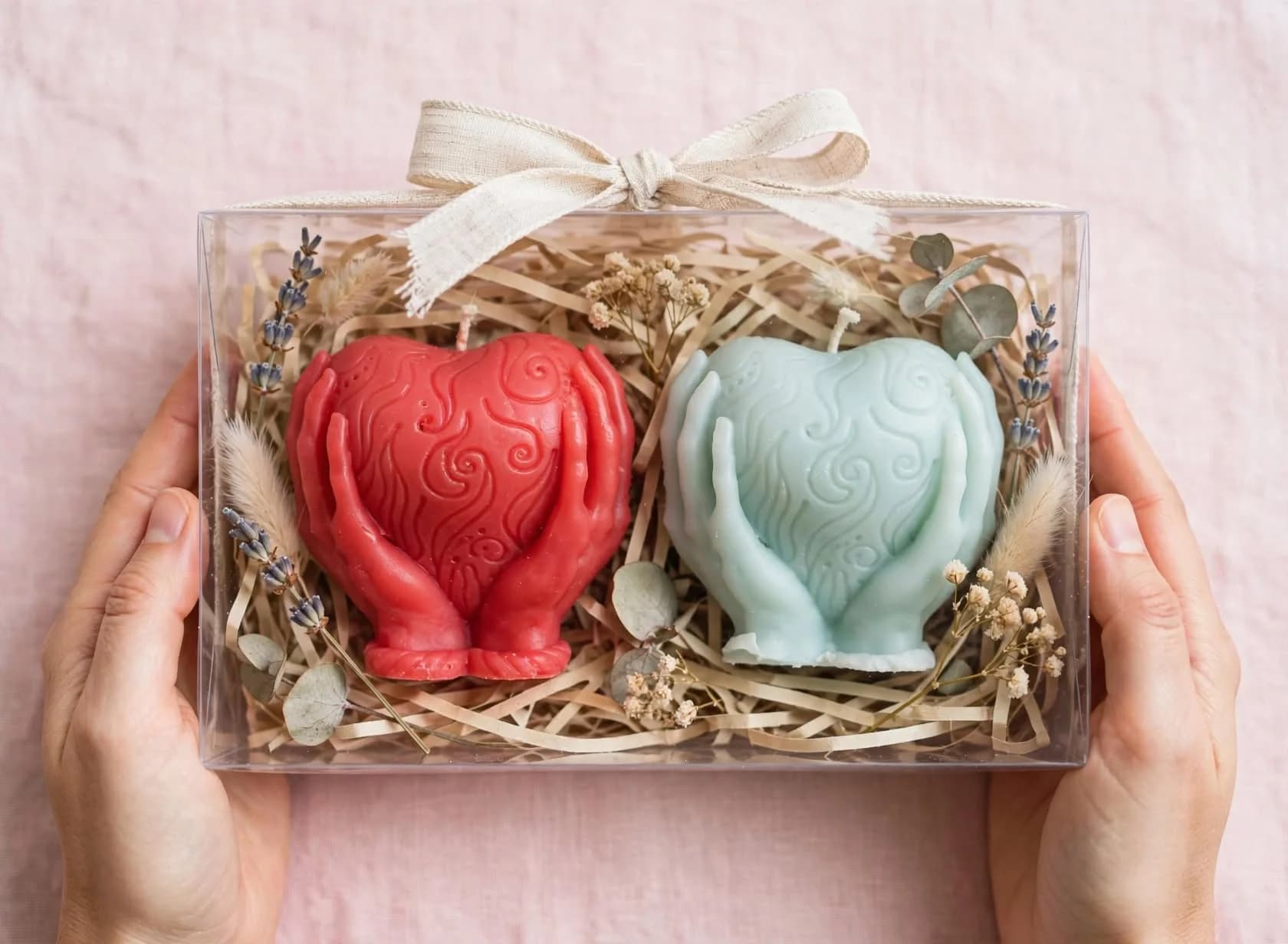 Heart candle gift set