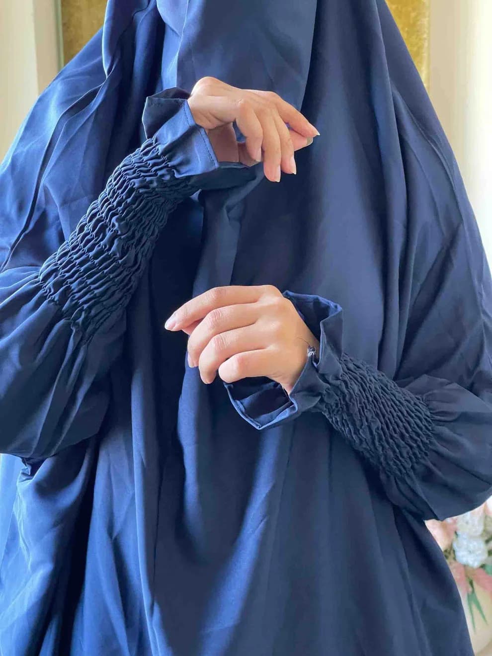Jilbab sleeve with smocked cuffs