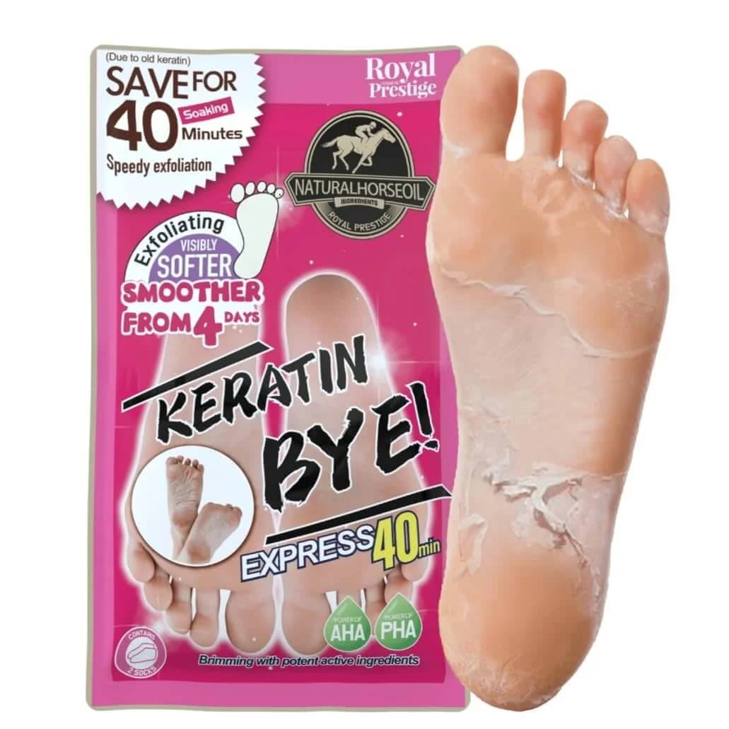 Royal Prestige Keratin Bye Express Peeling Foot Mask 50ml – AHA & PHA Exfoliating Sock with Horse Oil