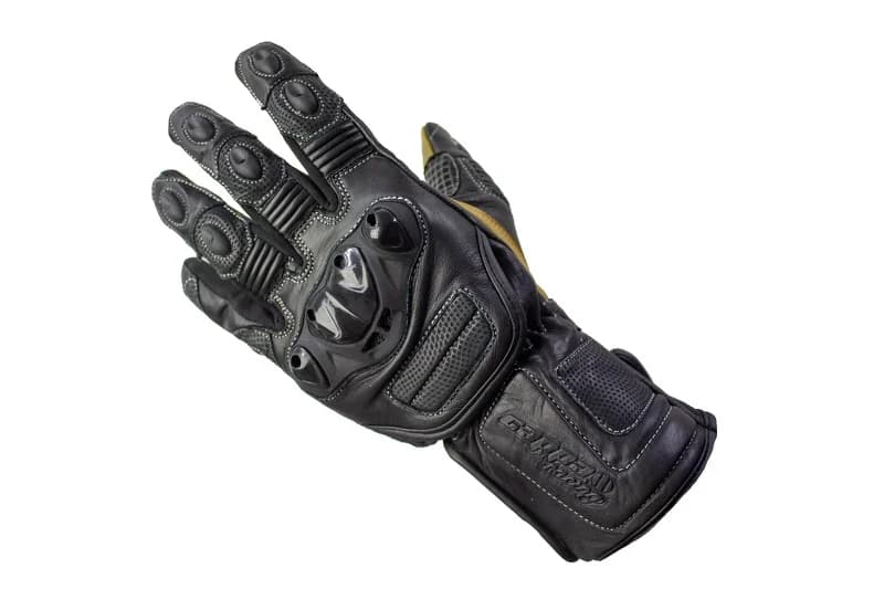 Black glove with molded knuckle guards