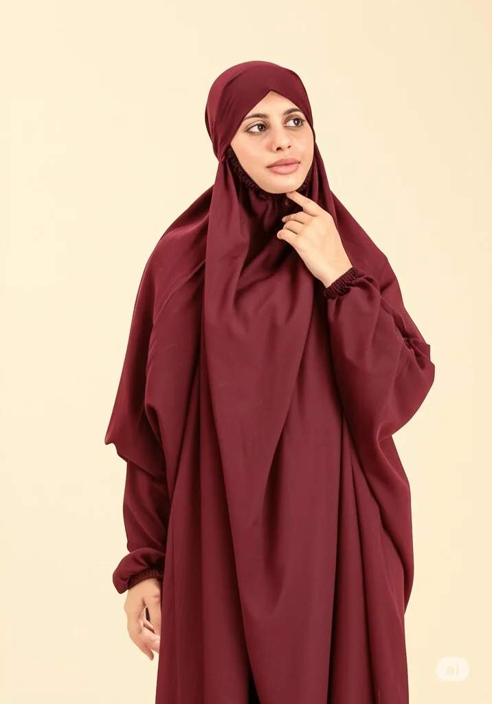 Maroon namaz chadar with sleeves