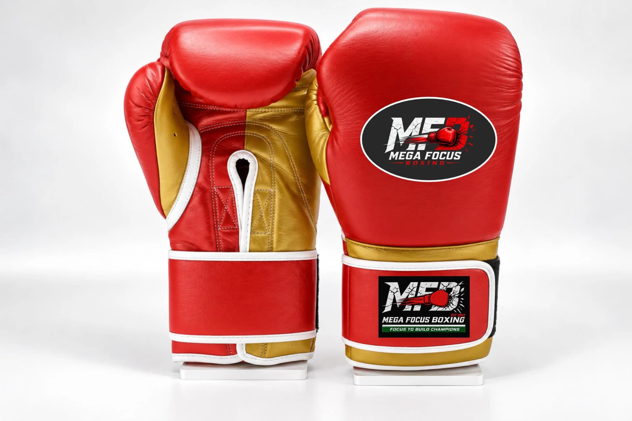 Mega Focus Boxing Leather Lace-Up Training Gloves – Black & Silver