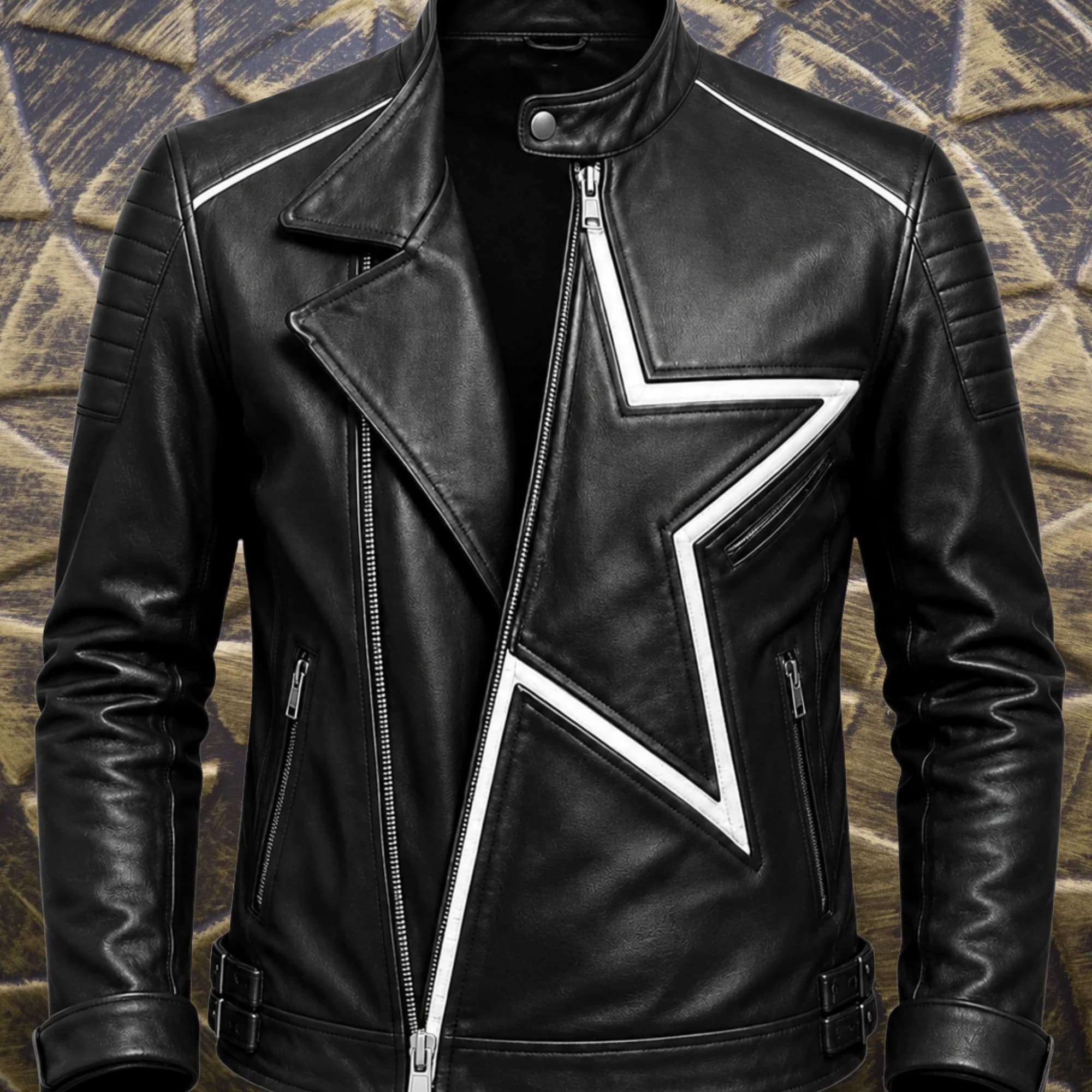 Men’s black leather jacket