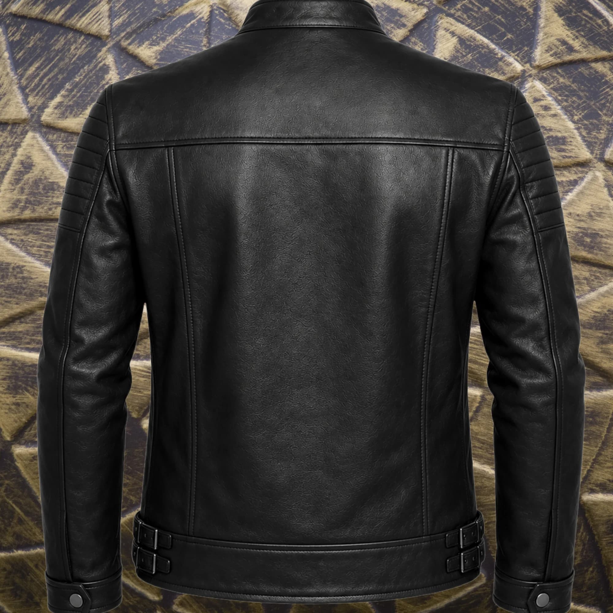 Men’s black leather jacket
