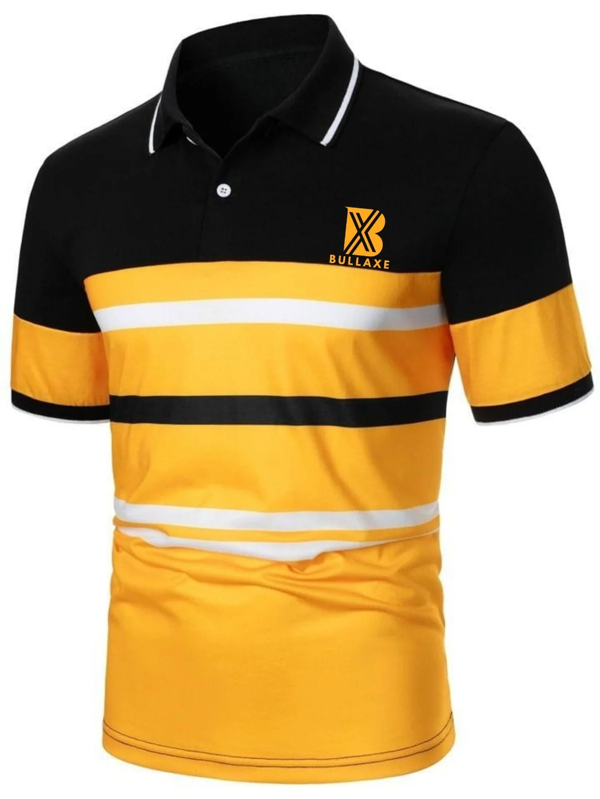 Bullaxe Men's Short-Sleeve Polo Shirts – Striped, Colorblock & Printed Casual Designs
