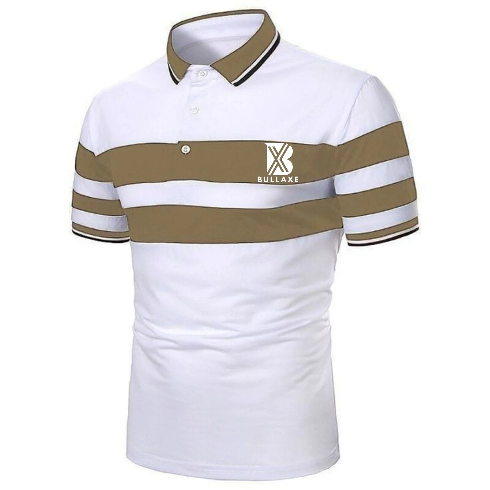 Bullaxe Men's Short-Sleeve Polo Shirts – Striped, Colorblock & Printed Casual Designs