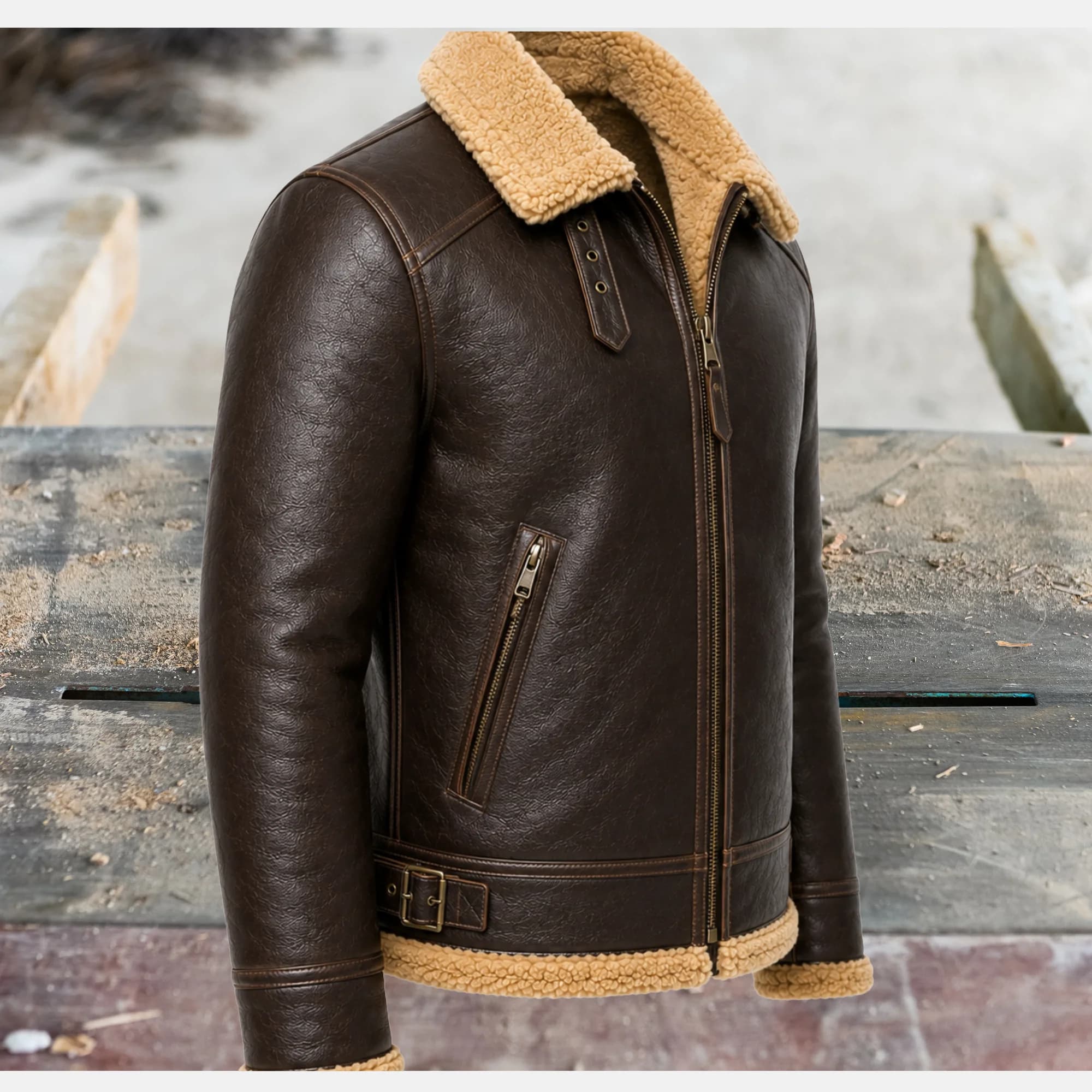 Men’s shearling leather jacket