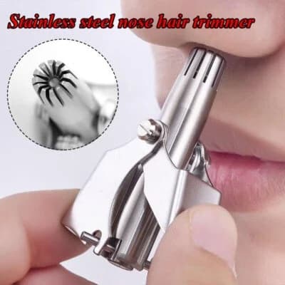 Mini Portable Stainless Steel Nose Hair Trimmer – Manual Rotary Grooming Tool for Men & Women