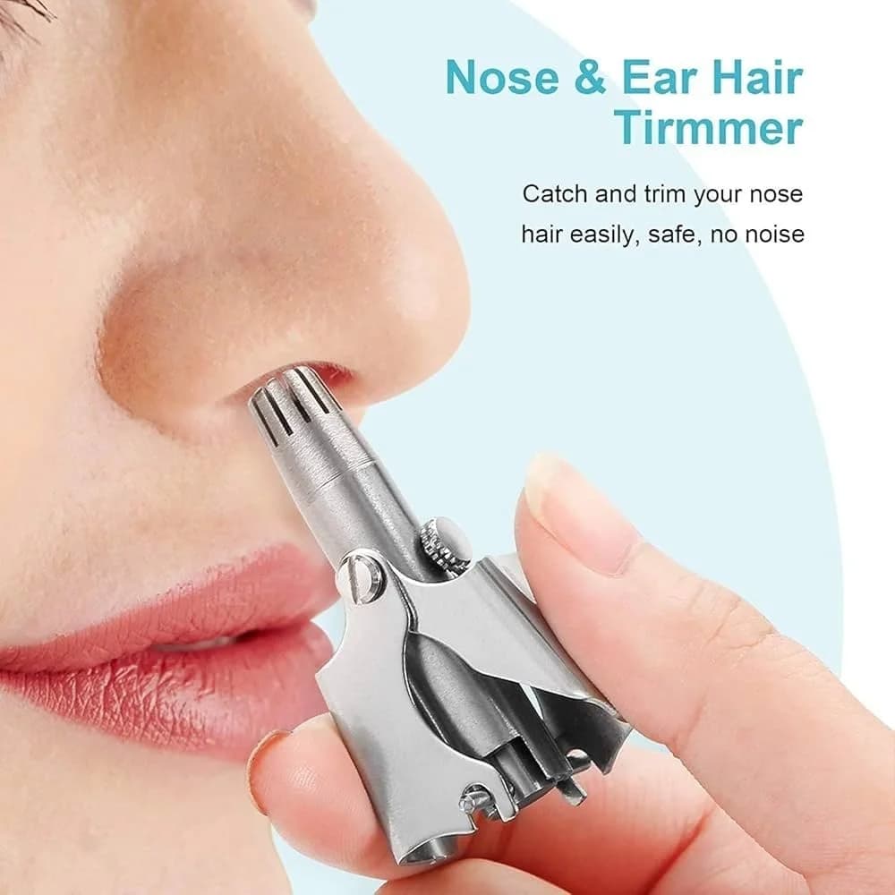 Mini Portable Stainless Steel Nose Hair Trimmer – Manual Rotary Grooming Tool for Men & Women
